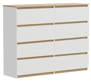 Komoda z bílého dubu Torro, 8 zásuvek, matná, 100 x 34 x 100 cm, moderní