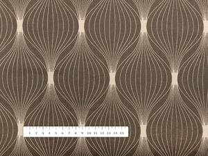 Bavlněná látka/plátno Sandra SA-445 Hnědé designové vlnky - šířka 160 cm