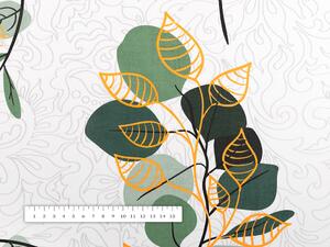 Biante Bavlněný oválný ubrus Sandra SA-450 Zeleno-oranžové listy na bílém 50x100 cm