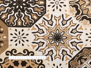 Bavlněná látka/plátno Sandra SA-447 Hnědo-béžové marocké dlaždice - šířka 160 cm