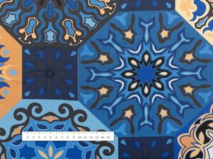 Biante Bavlněný závěs Sandra SA-448 Modro-oranžové marocké dlaždice 150x140 cm