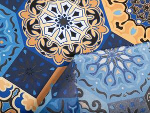 Bavlněná látka/plátno Sandra SA-448 Modro-oranžové marocké dlaždice - šířka 160 cm