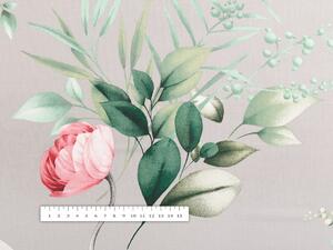 Biante Bavlněné prostírání na stůl Sandra SA-452 Růžové květy na šedém 30x40 cm