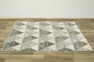 Makro Abra Moderní kusový koberec Texas 122 Trojúhelníky šedý / zelený Rozměr: 140x190 cm
