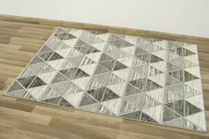 Makro Abra Moderní kusový koberec Texas 122 Trojúhelníky šedý / zelený Rozměr: 80x150 cm
