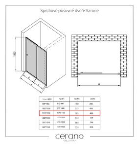 CERANO - Sprchové posuvné dveře Varone L/P - černá matná, transparentní sklo - 110x195 cm