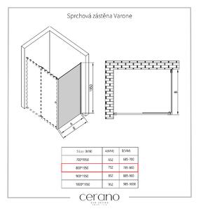 CERANO - Sprchová zástěna Varone L/P - chrom, transparentní sklo - 80x195 cm - jednodílná pevná