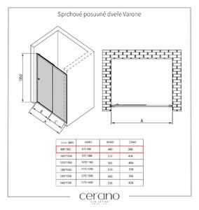 CERANO - Sprchové posuvné dveře Varone L/P - chrom, transparentní sklo - 90x195 cm