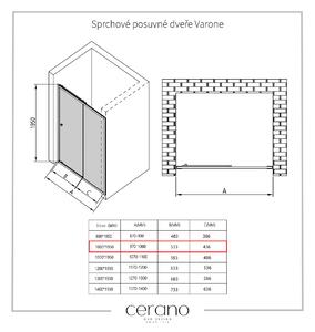 Cerano Varone, posuvné sprchové posuvné dveře 100x195 cm, 6mm čiré sklo, černý profil, CER-CER-DY505B-100-195