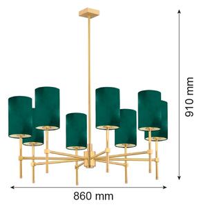 Argon 5055 - Lustr na tyči ABRUZZO 8xE14/7W/230V mosaz/zelená
