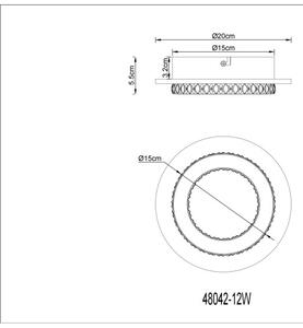 GLOBO 48042-12W JAYDEN stropní svítidlo D200mm LED 12W 1400/470lm 3000+4000+6500K bílá, křišťálový efekt