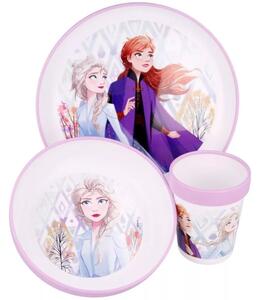 Sada plastového nádobí Ledové království - Frozen s kelímkem a protiskluzem - 3 díly