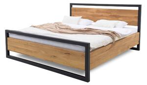 Masivní postel 200x200 Olívie v kombinaci dub a kov