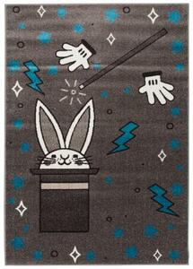 Makro Abra Dětský kusový koberec FIESTA 36213/37123 Kouzelník Králík Klobouk šedý modrý Rozměr: 60x110 cm