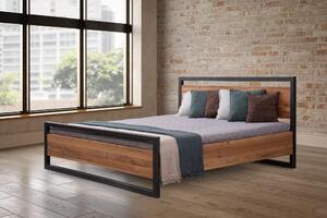 Masivní postel 200x200 Olívie v kombinaci dub a kov