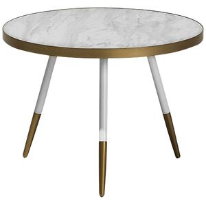 Konferenční stolek s mramorovým efektem bílý/zlatý RAMONA