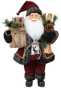 Dům Vánoc Vánoční dekorace Santa v červeném kabátku s lyžemi a dárky 45 cm