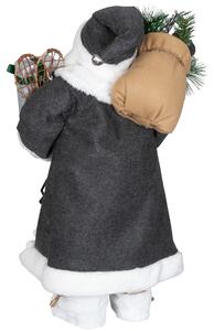 Dům Vánoc Vánoční dekorace Santa v dlouhém šedém kabátku 60 cm