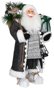 Dům Vánoc Vánoční dekorace Santa v dlouhém šedém kabátku 60 cm