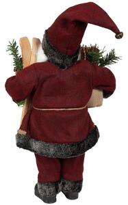 Dům Vánoc Vánoční dekorace Santa v červeném kabátku s lyžemi a dárky 45 cm