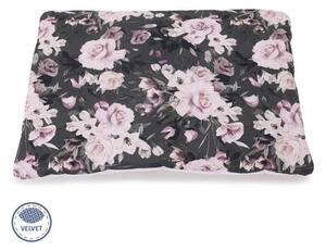 Dětský pokoj - Malý sametový polštář - noční květy / světle růžová 30x40 cm
