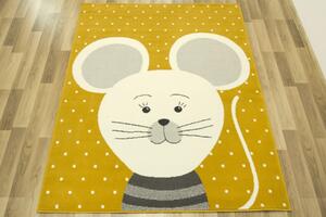 Dětský kusový koberec LUNA KIDS 534221/89955 Myška hořčicový Rozměr: 120x170 cm