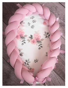 Dětský pokoj - Smyčkové dětské hnízdo PREMIUM 2 v 1 - tmavě růžové / zázračný květ