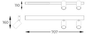 LED stropní svítidlo 2x GU10 1x LED 200 lm 3000K černá Zuma Line MANNARI S230757203