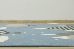 Dětský kusový koberec LUNA KIDS 534432/95822 Hory Létající balón modrý / šedý Rozměr: 100x150 cm