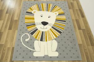 Dětský kusový koberec LUNA KIDS 534212/89945 Lvíček šedý / hořčicový Rozměr: 140x200 cm
