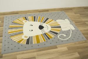 Dětský kusový koberec LUNA KIDS 534212/89945 Lvíček šedý / hořčicový Rozměr: 200x290 cm