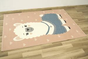 Dětský kusový koberec LUNA KIDS 534213/95855 Lama růžový / pastelový Rozměr: 140x200 cm