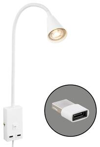 BRILONER Justra lampa na čtení, nastavitelná, 2x USB porty, bílá 2175016