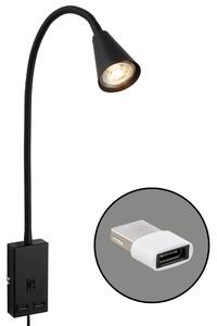 BRILONER Justra lampa na čtení, nastavitelná, 2x USB porty, černá 2175015
