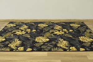 Makro Abra Kusový koberec Monstera Listy palmy černý / zlatý Rozměr: 100x150 cm