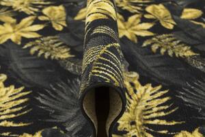 Makro Abra Kusový koberec Monstera Listy palmy černý / zlatý Rozměr: 100x300 cm
