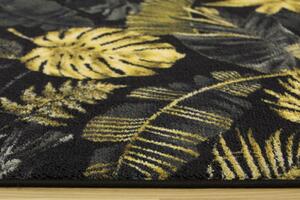 Makro Abra Kusový koberec Monstera Listy palmy černý / zlatý Rozměr: 80x150 cm