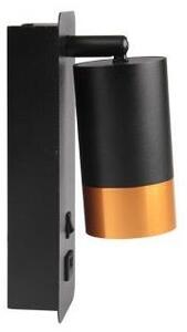 Nástěnné bodové svítidlo s USB nabíječkou 1xGU10/35W/230V černá/zlatá