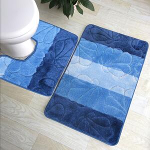 Sada koupelnových koberečků Montana 01 s výřezem - modrá
