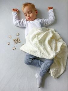 Dětský pokoj - Pletená dětská deka s jemnou vazbou v krémové barvě 90x90 cm