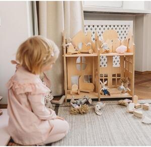 Dětský pokoj - Dětský dřevěný domeček 3v1 - domeček, paravan, knihovna Bílá Mátová