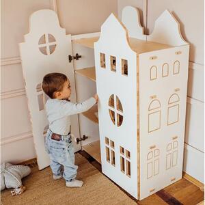 Dětský pokoj - Dětský dřevěný mini šatník v podobě domečku Bílá
