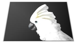 Skleněné prkénko papoušek kakadu bílý - 30x20cm
