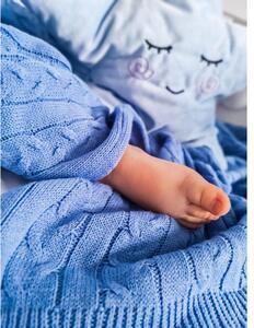 Dětský pokoj - Modrá dětská pletená deka 90x90 cm