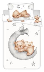 Bílé bavlněné dětské povlečení do postýlky 100x135 cm Teddy Bear "Ribbon" – Jerry Fabrics