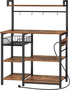 Kuchyňský regál Vasagle Emmi 90 cm se zásuvkami hnědý/černý