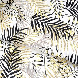 Goldea bavlněné ložní povlečení deluxe - žluté a černé palmové listy 140 x 200 a 70 x 90 cm