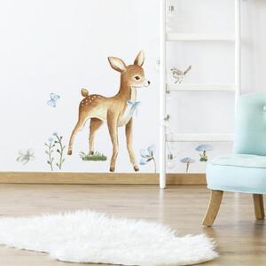 Dekorace na stěnu - Lesní sada nálepek s motivem jelena do dětského pokoje Modrá