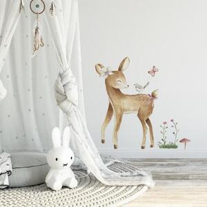 Dekorace na stěnu - Sada nálepek do dětského pokoje s motivem malého jelena Modrá