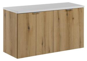 Comad Závěsná skříňka pod umyvadlo Nova Oak s deskou 100 cm bílá/dub evoke